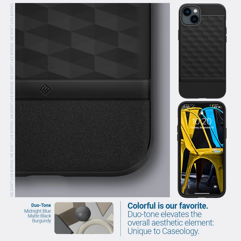 Mbështjellës Caseology Parallax Mag për iPhone 14 Plus, MagSafe, i zi mat