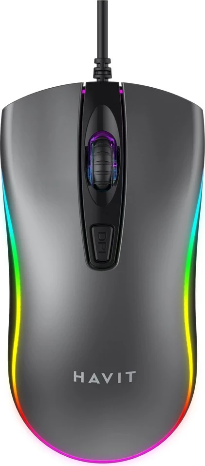 Maus HAVIT MS72, universal, me kabllo USB, i zi, me ndriçim LED