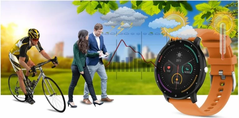 Smartwatch Gravity për meshkuj, zi-portokalli