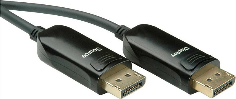 Kabllo DisplayPort ROLINE v1.4 AOC, ST/ST, 50 m, e zezë