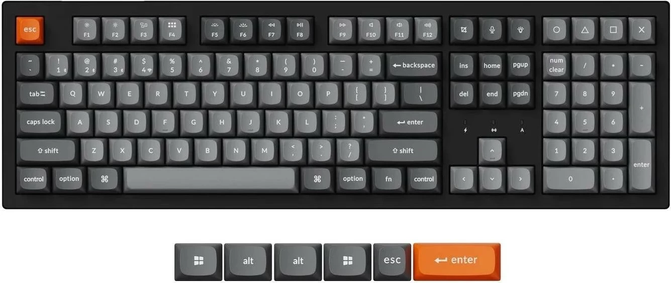 Tastierë Keychron K10M-A1, Full Size, Red Switch, gri-e zezë