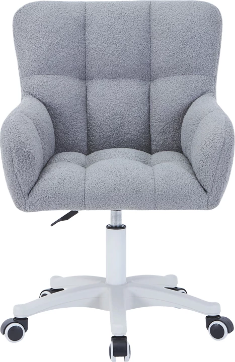 Karrige rrotulluese për zyre, stof teddy ngjyrë hiri, 55x50x76-86cm