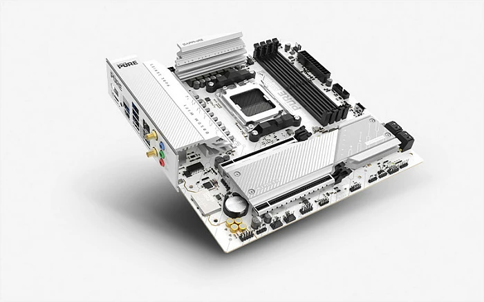 Pllakë amë Sapphire PURE B850M WIFI, Socket AM5, micro ATX, DDR5, Wi‑Fi 6E, e bardhë