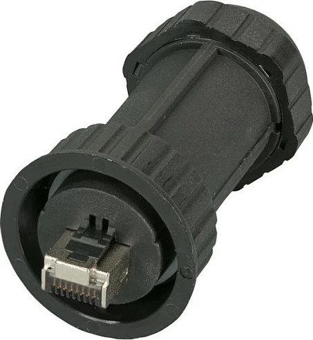 Mbrojtëse lidhësi IP68 EFB Elektronik për RJ45 mashkull, straight, për diametër kablli 6.5 mm, e zezë