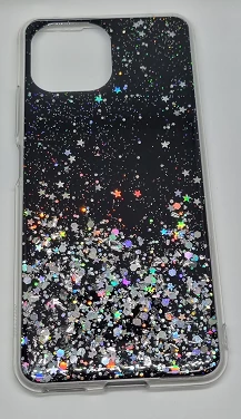 Mbështjellës silikoni me glitter ONASI SPARKLE për Samsung Galaxy A14, e zezë