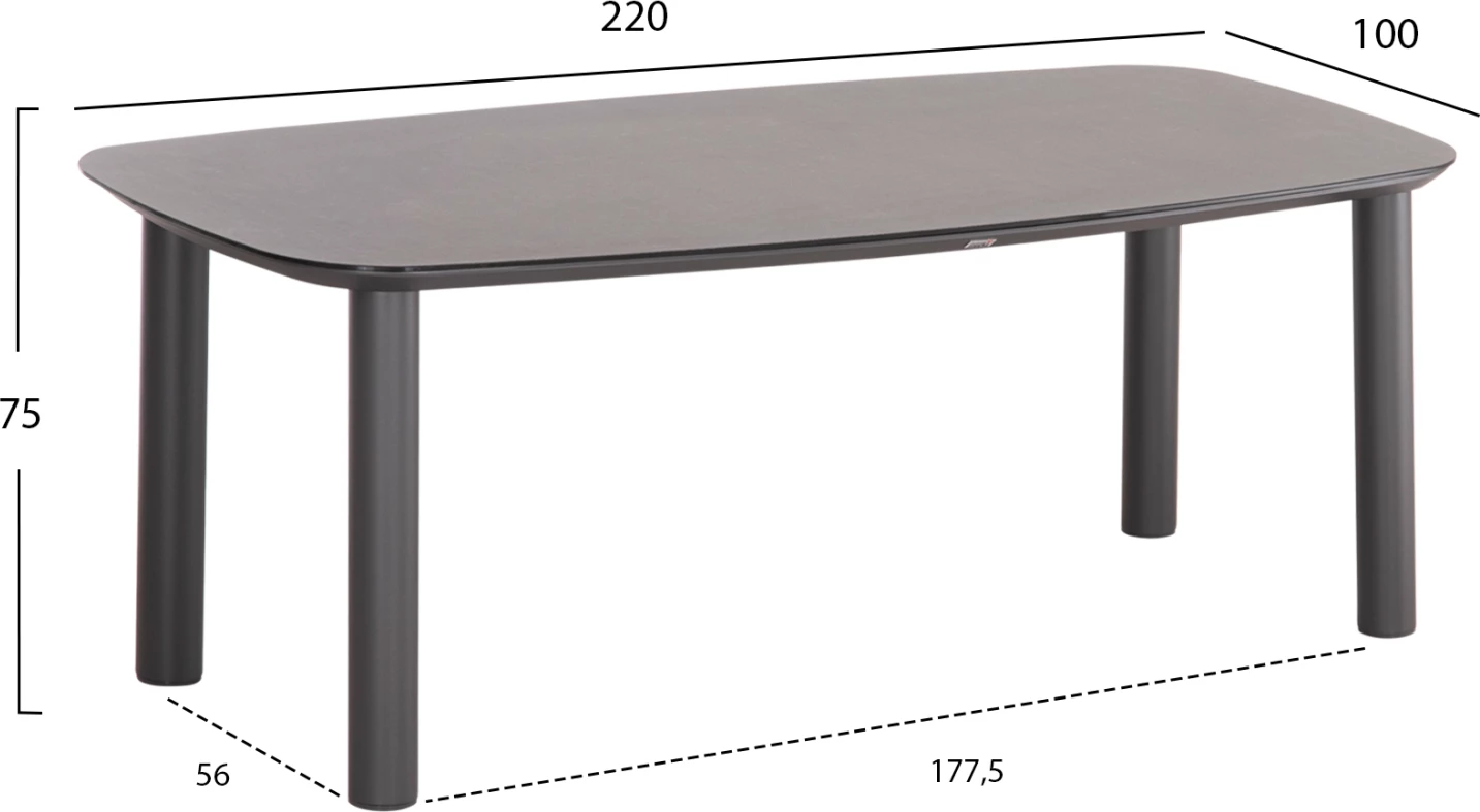Tavolinë për kopsht DOSUN FH6202.01, 20x100x75H, hiri e errët