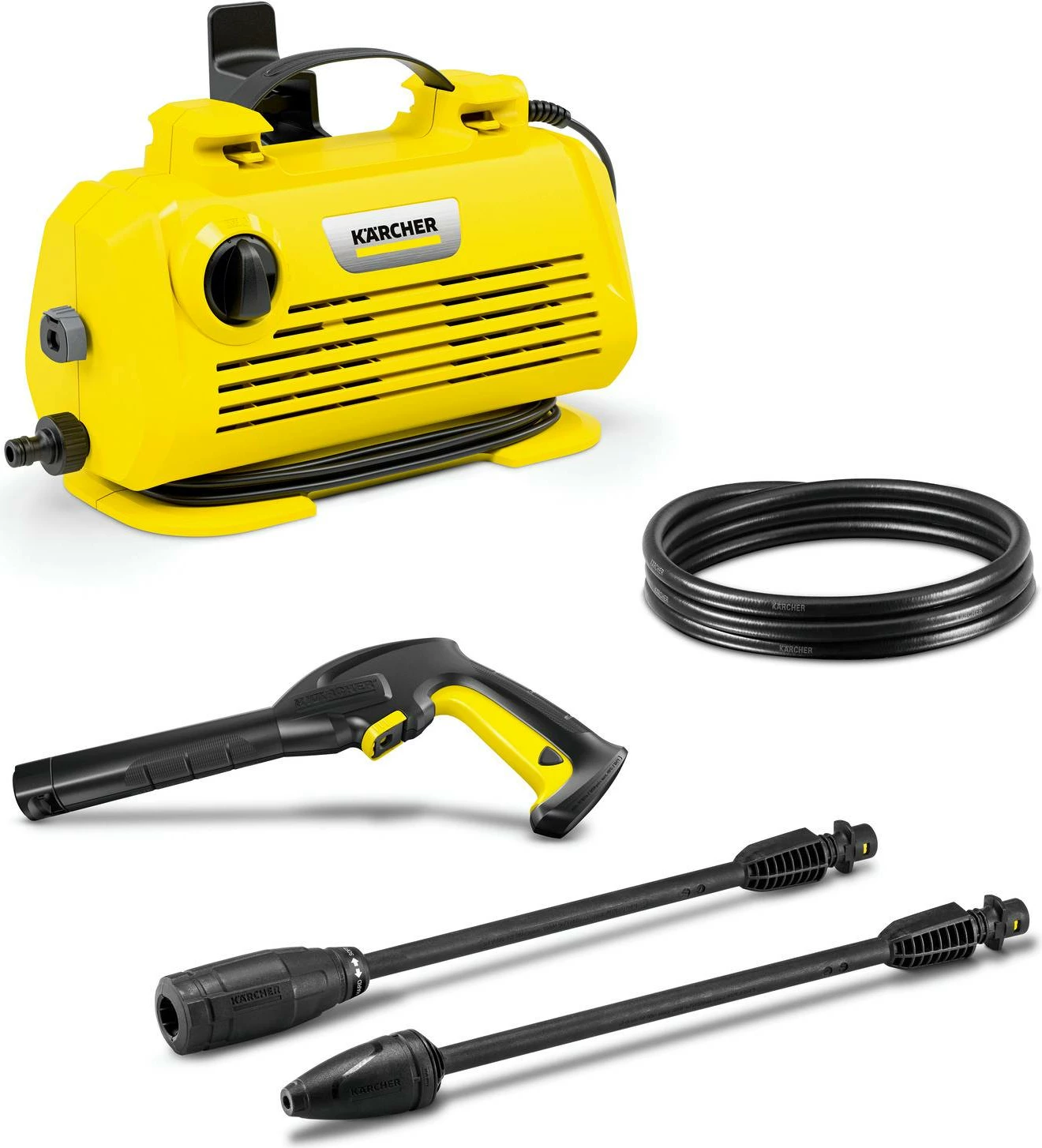 Pastrues me presion i lartë, Karcher, K 2 Premium Horizontal (1.600-933.0), 110 bar, 360 l/h, 1.4 kW, zorrë 5 m, e verdhë