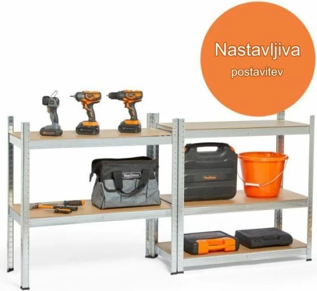 Raft metalik magazinimi, VONHAUS, 3500226, 5 nivele, 1.8 m (1800 x 900 x 400 mm), 175 kg/nivel, galvanizuar