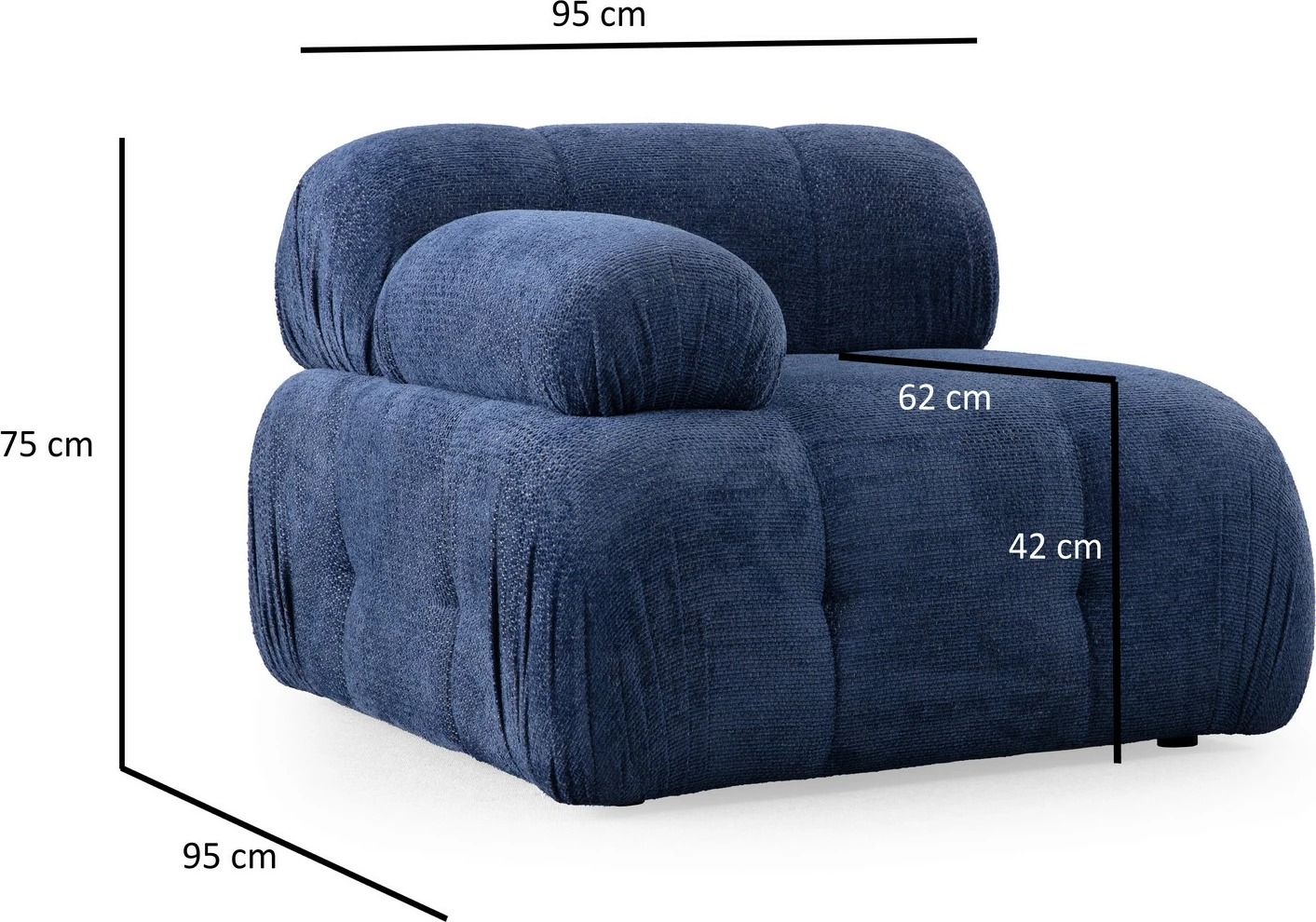Divan treshe Atelier del Sofa, Petite 3, ngjyrë blu e natës