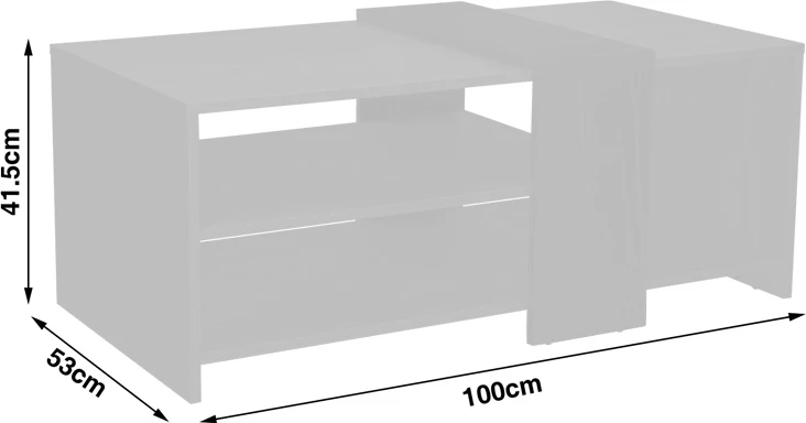 Tavolinë kafeje Cozeto, ngjyrë natyrale-gri çimento, 100x53x41.5cm