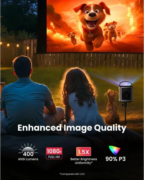 Projektor portativ Anker Nebula Mars 3 Air D2325 1080p HDR 400 ANSI, Google TV, 2x8W, 16GB, i zi