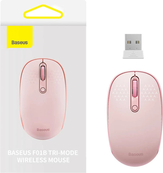 Maus wireless Baseus F01B Tri-mode, 1600 DPI, rozë