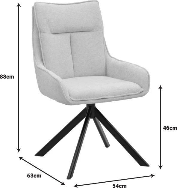 Karrige rrotulluese Konelian, material stof bezhë, këmbë metalike të zeza, 54x63x88cm (2 copë)