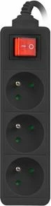 Zgjatues rryme Lanberg PS1-03E-0300-BK, 3 priza, 3 m, me ndërprerës, 2500 W, zi