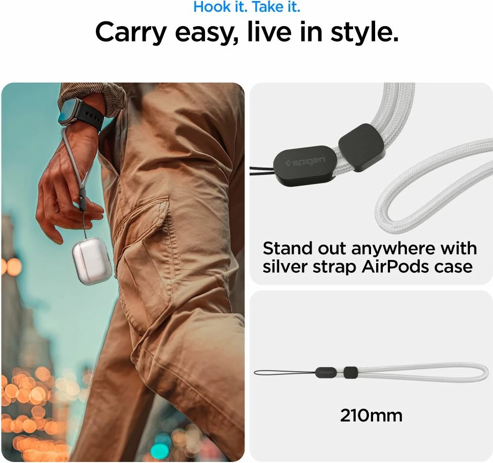 Mbështjellës TPU për AirPods Pro 3 Spigen Liquid Crystal, slim, me rrip dore, transparent, 1 copë