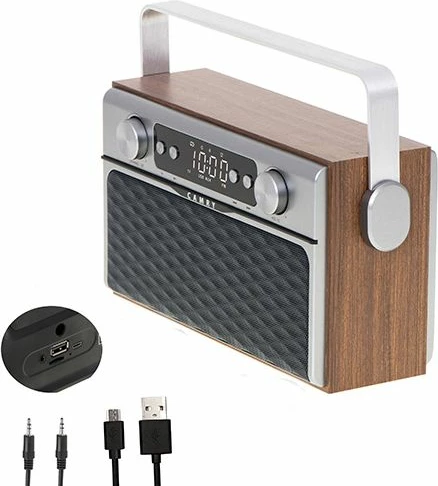 Radio portativ CAMRY CR1183 Bluetooth 5.0 FM USB AUX microSD me bateri 2600mAh, ngjyrë dru/kafe