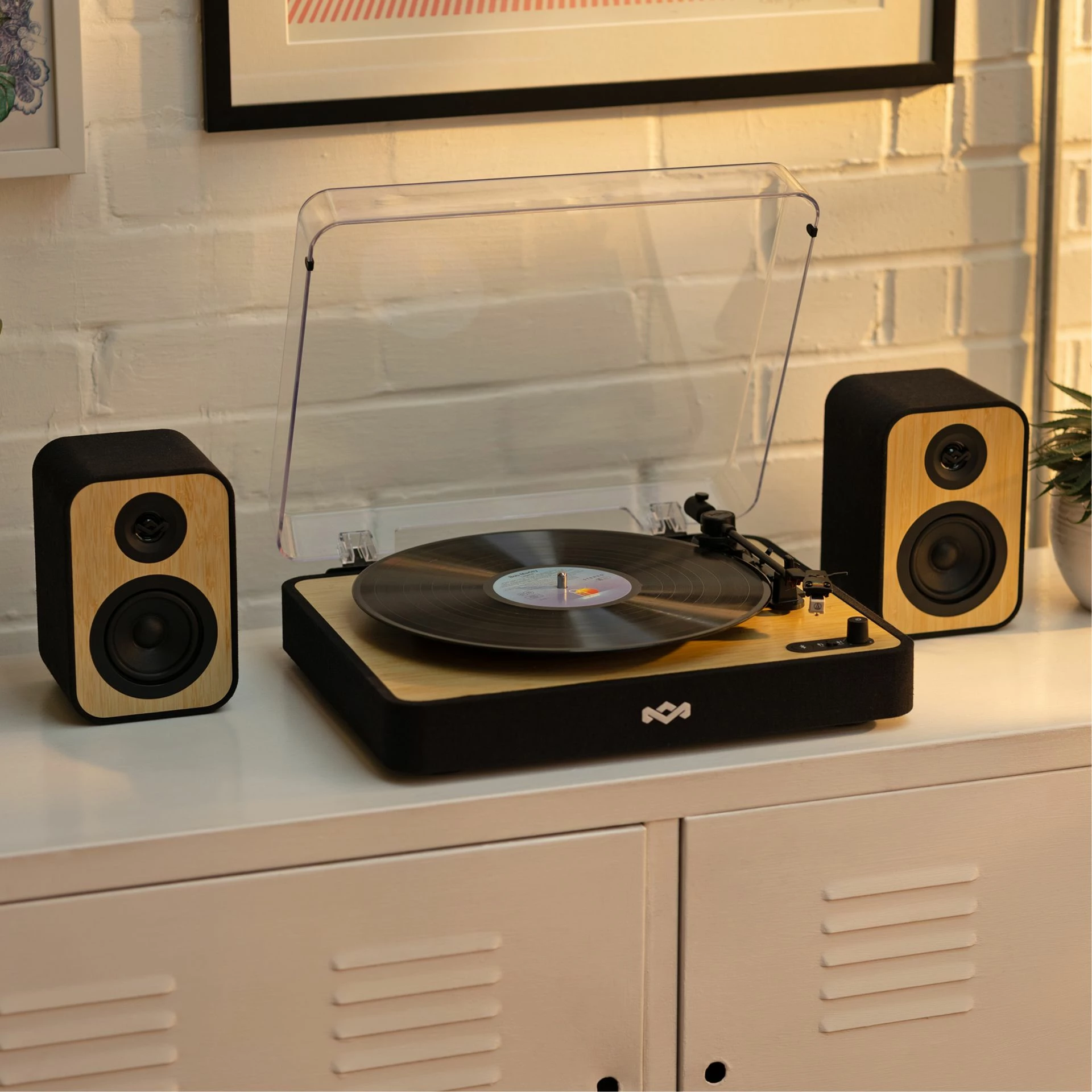 Gramofon Bluetooth House Of Marley Revolution BT me altoparlantë (set 2 copë), i zi