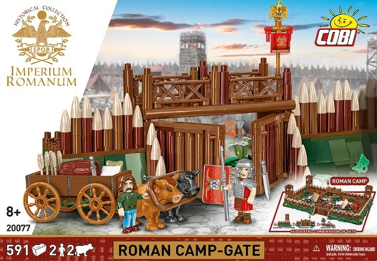 Set blloqesh ndërtimi, Cobi, COBI-20077 Roman Camp Gate, 591 elemente, 2 figurina + 2 qe, 8+