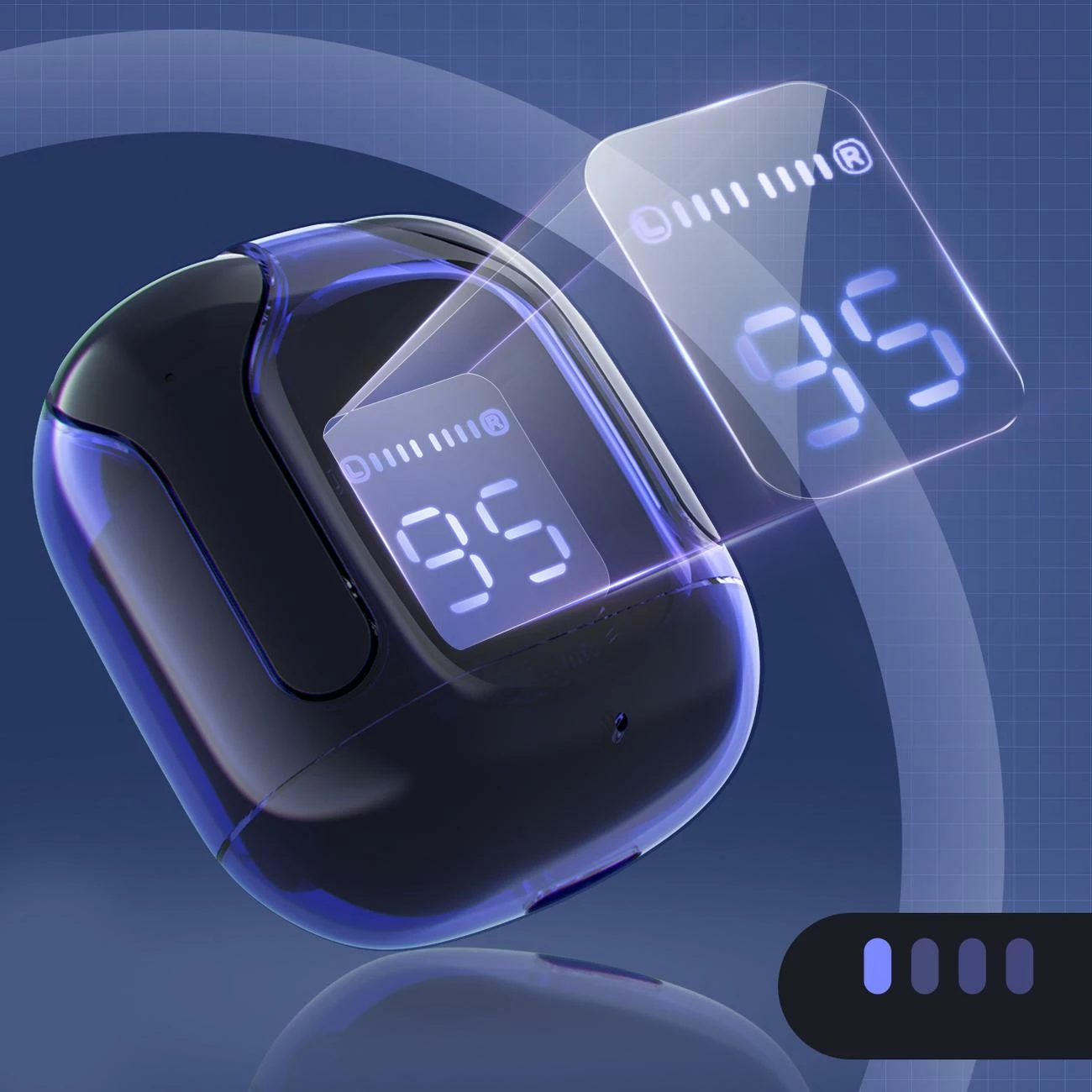 Kufje Acefast T6 TWS wireless, Bluetooth, me ekran LED, Blu