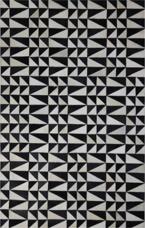 Qilim dhome ndenje, lëkurë dhe lesh, ngjyrë e zezë dhe e bardhë, 120x200cm