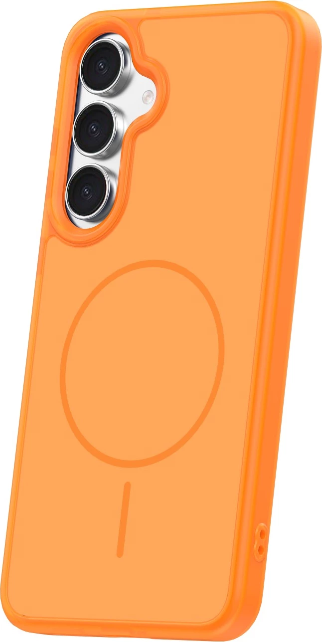 Mbështjellës ONASI Silicone Frame me MagSafe për Samsung Galaxy S25 FE, magnet 2200GS, portokalli