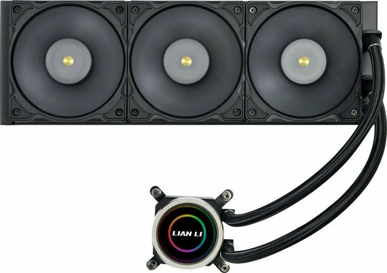 Ftohës uji AIO për CPU Lian Li Galahad II Trinity Performance 360, radiator 360mm, 3x120mm PWM, ARGB, i zi