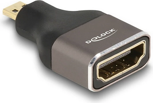 Adaptor HDMI DeLOCK Micro-D (male) në HDMI A (female), 8K 60 Hz, metal, gri