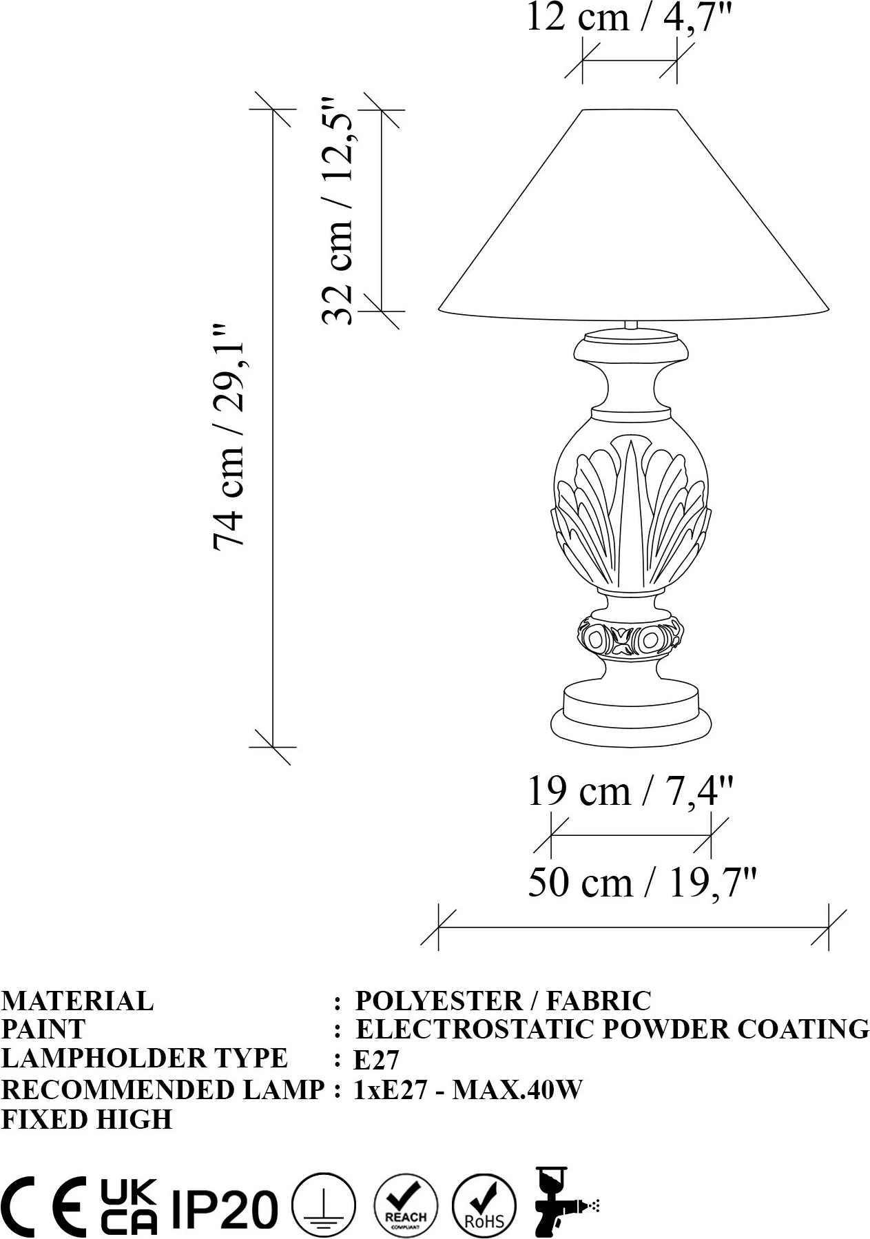 Llambë tavoline Opviq, ELEGANZE-5313, ngjyrë e gjelbër dhe kafe, 50x50x74cm
