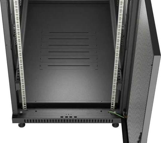 Shafë rack LANBERG 19" 22U 600x1200mm, qëndrueshme, e zezë, dyer të perforuara