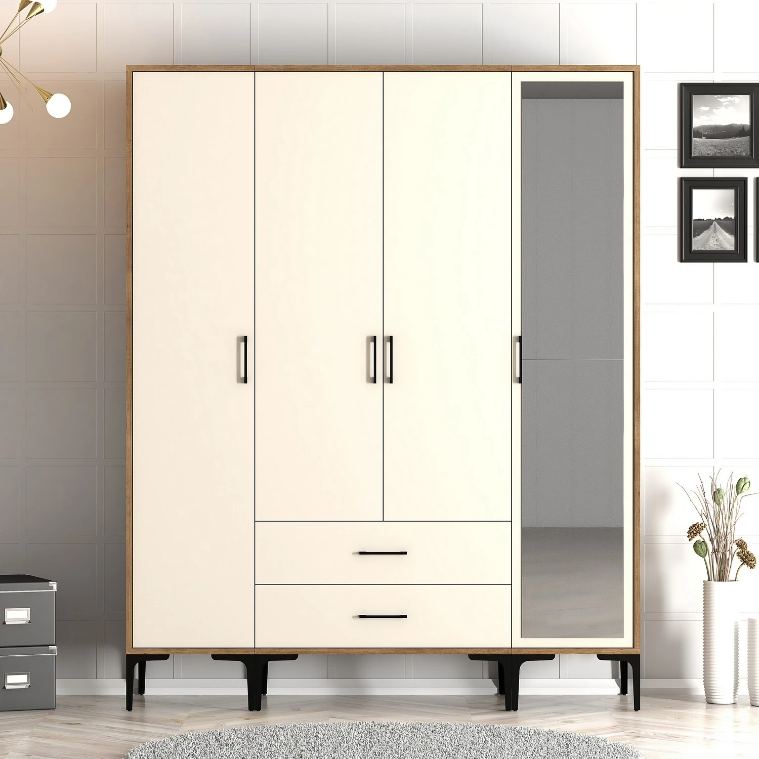 Dollap Skye Decor, ngjyrë arre dhe krem, Kumsal STR