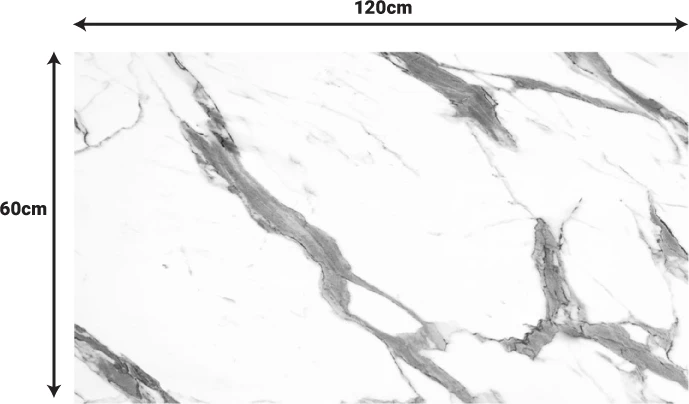 Sipërfaqe tavoline Melody HPL mermer i bardhë 69x120cm 12mm trashësi