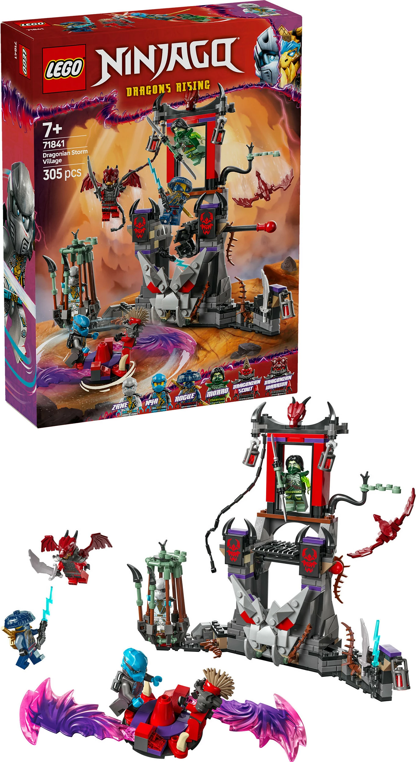 Set ndërtimi LEGO NINJAGO 71841 Dragonian Storm Village, 305 copë, 7+, shumëngjyrësh