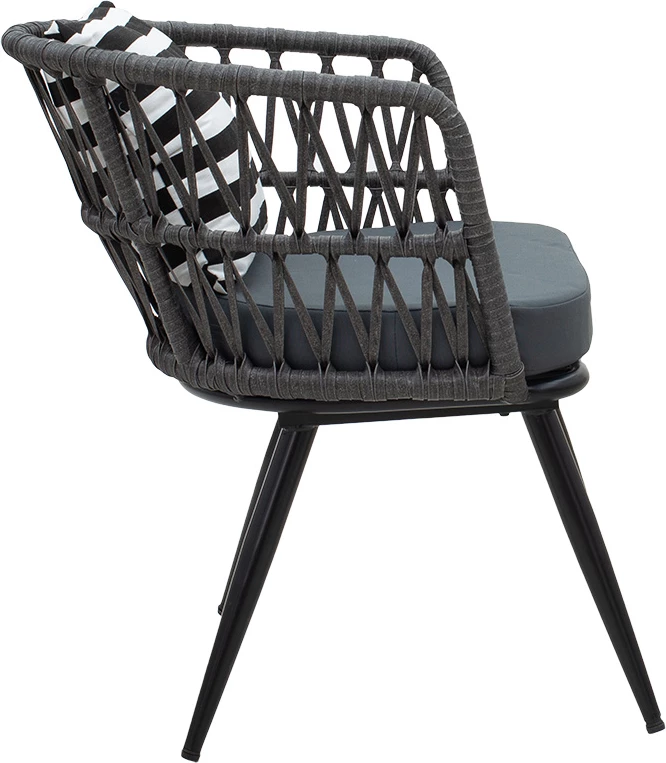 Karrige Naoki metalike, e zezë-pe gri, jastëk i zi/bardhë