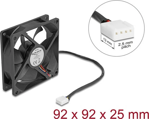 Ventilator kasë DeLOCK 92mm, 12V DC, 4-pin PWM, i zi