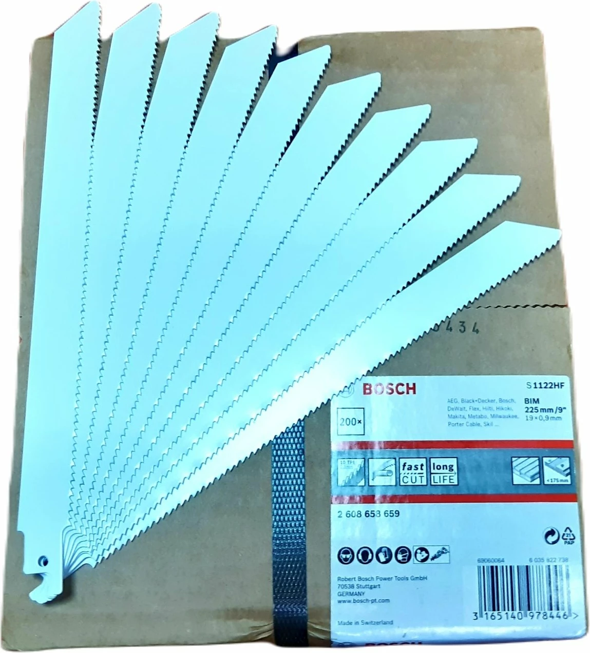 Teh sharrë reciproke Bosch S1122HF 225 mm Bi-Metal për dru/metal, set 10 copë
