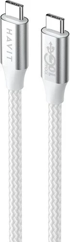 Kabëll USB Type-C Havit CB6290, 1 m, Bardhë