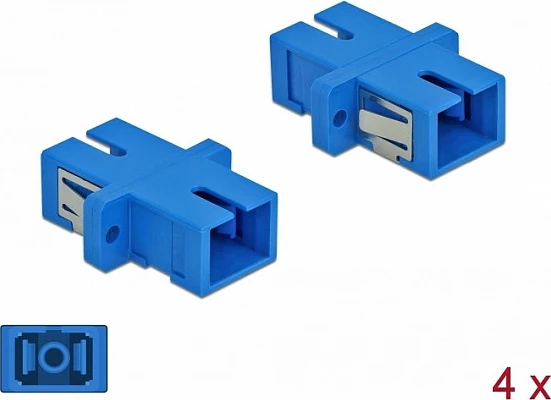 Bashkues fibër optike DeLOCK SC simplex, femër/femër, single-mode, 4 copë, blu