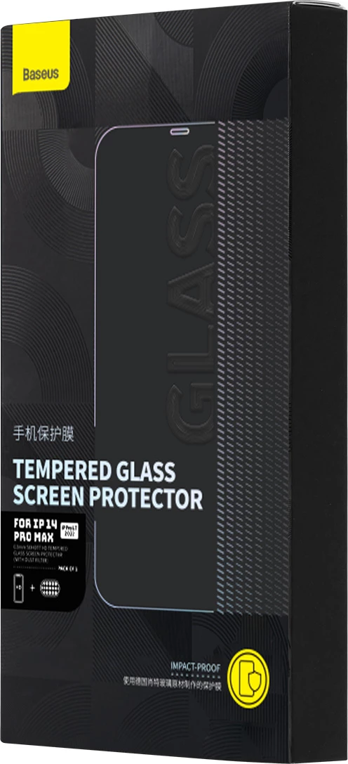 Mbrojtës ekrani tempered glass Baseus për iPhone 14 Pro Max, 0.3mm, me mbrojtje për altoparlant, Transparent