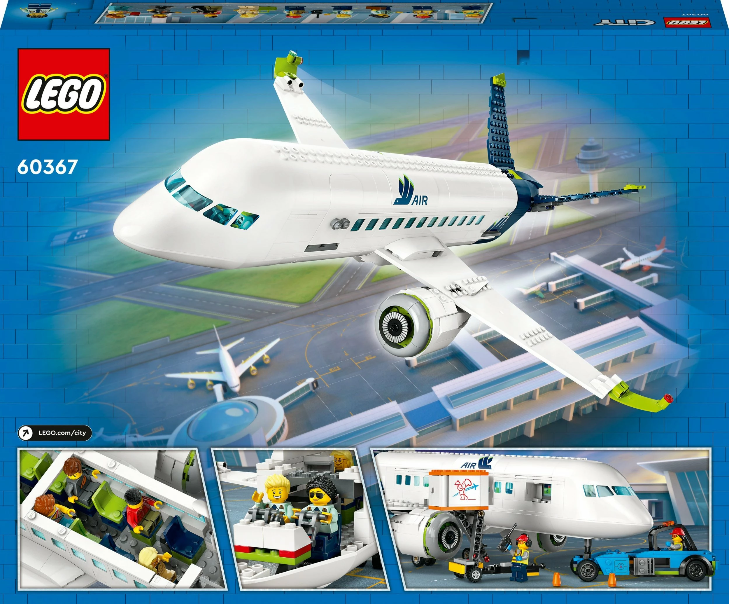 Set LEGO City Passenger Airplane 60367, 913 copë, 9 minifigura, 7+