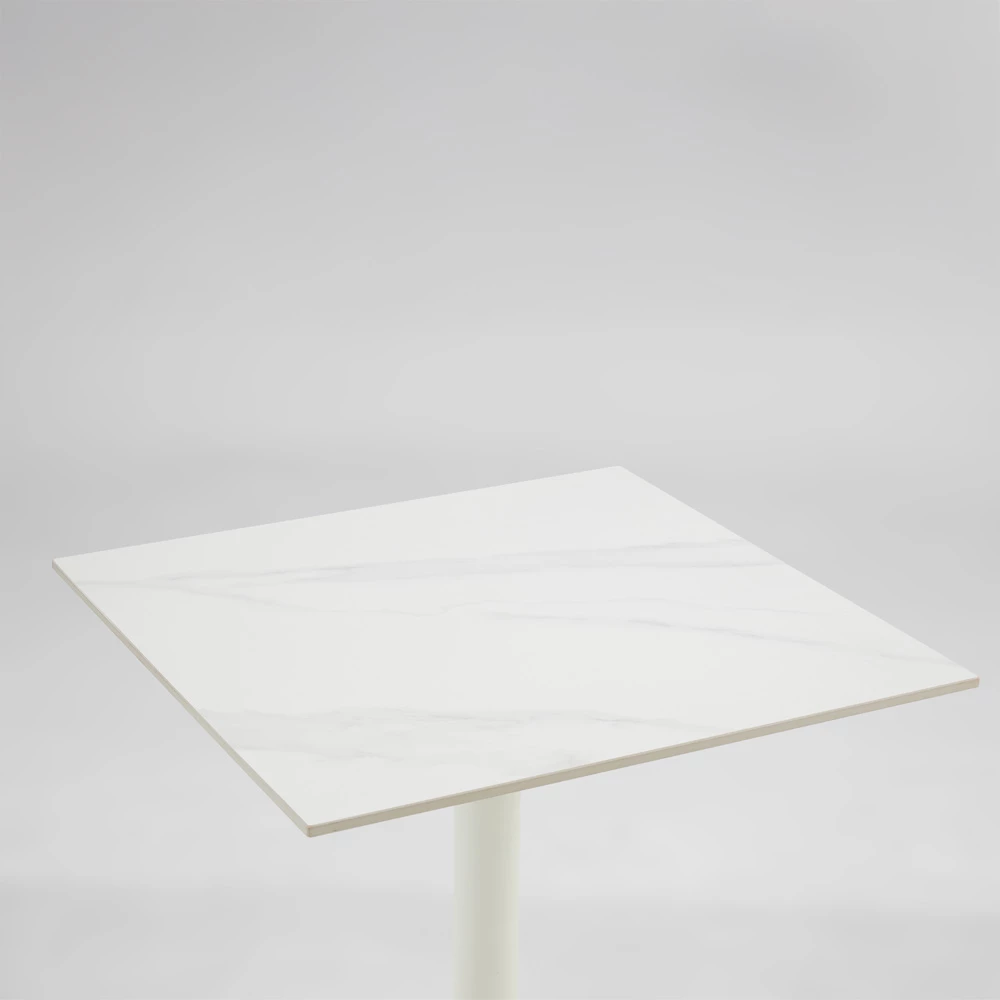 Tavolinë QUADRA, e bardhë me model mermeri, 60x60x74cm