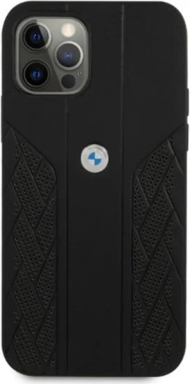 Mbështjellës BMW Curve Perforate për iPhone 12/12 Pro 6.1", lëkurë, i zi