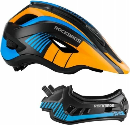 Helmetë biçiklete për fëmijë Rockbros, portokalli-kaltër-zi