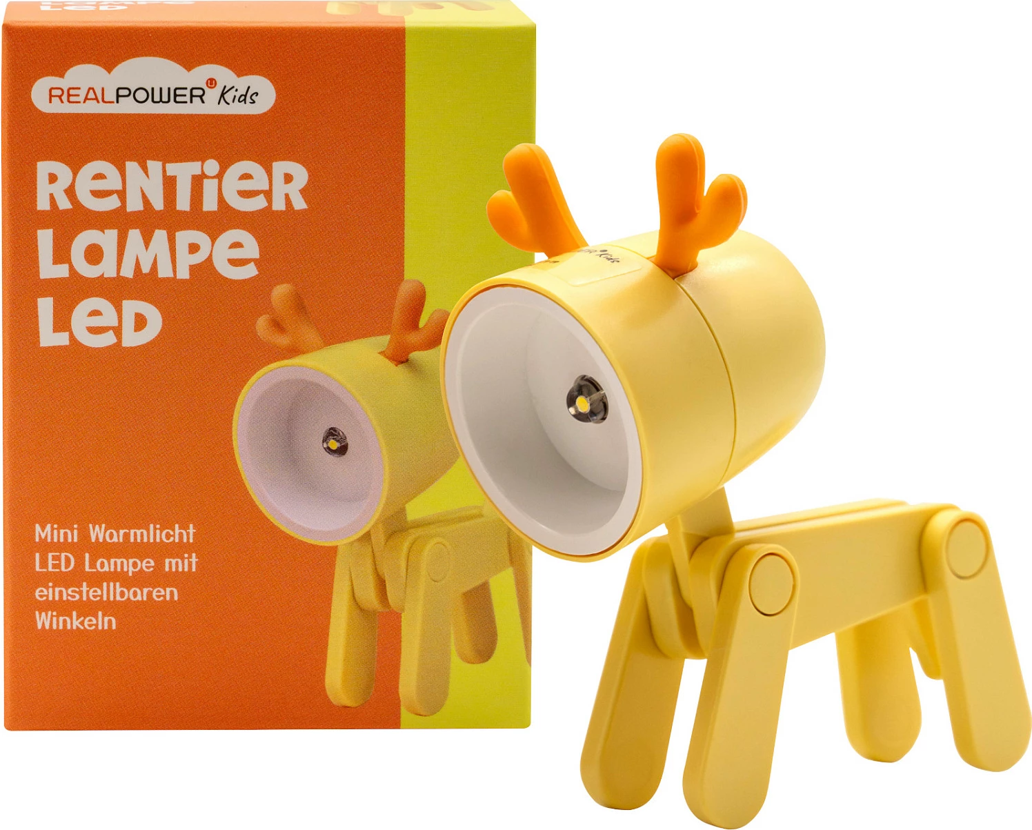 Llambë dore RealPower LED, Drer Yellow Deer, me 3x LR41, e verdhë/portokalli