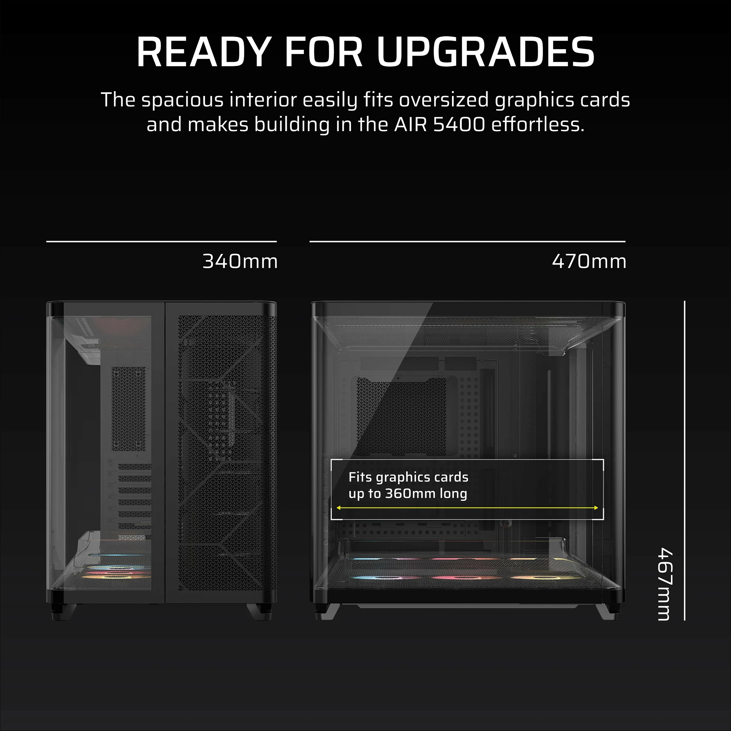 Kasë Corsair Air 5400 RS-R ARGB, Midi Tower ATX, e zezë