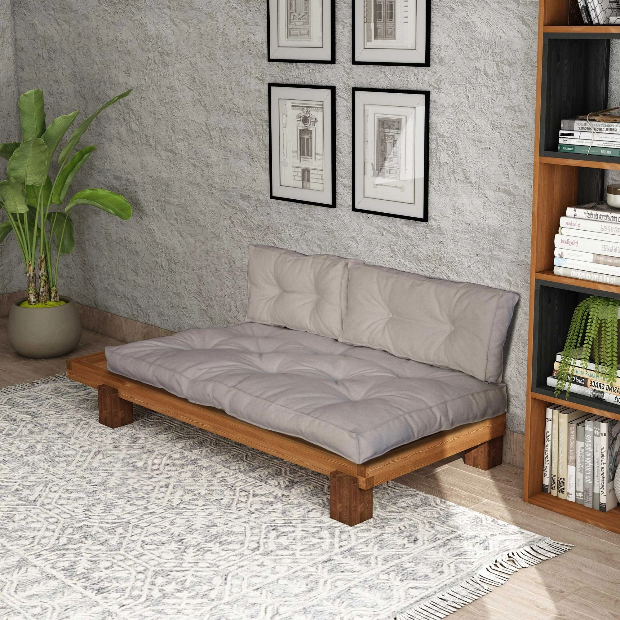 Krevat relaksues Atelier del Sofa, ngjyrë teak dhe bezhë, CPT8376-200
