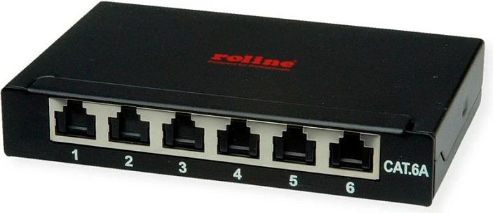 Patch panel ROLINE 26.11.0299, Cat6a, 6x RJ45, 0.5U, i zi