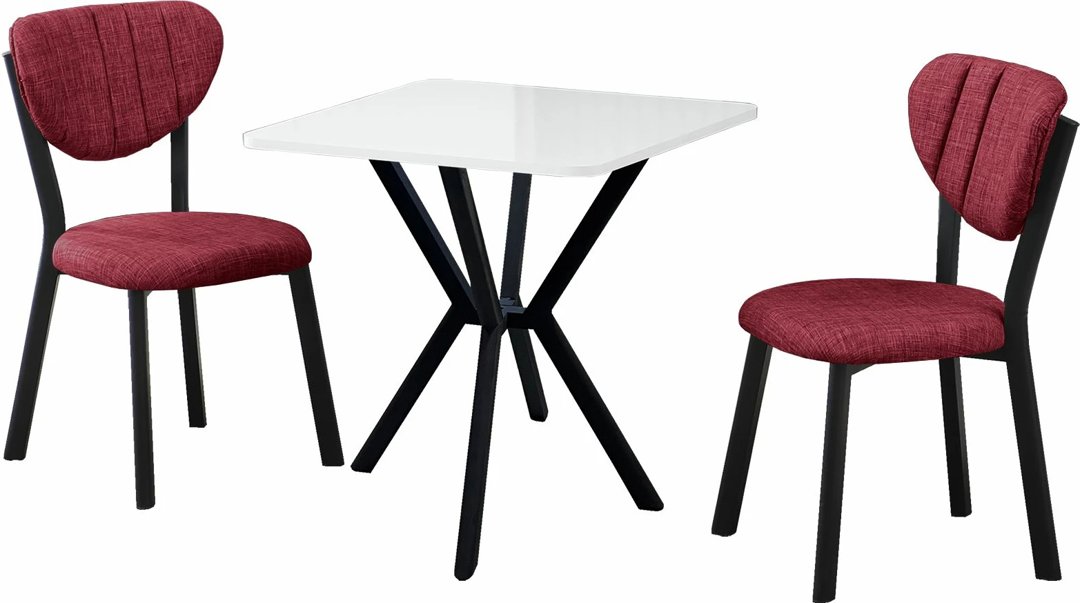 Set tavoline me karrige, zgjatues, 3 pjesë, Skye Decor, elma-burgundy, e bardhë