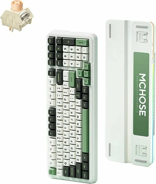 Tastierë mekanike MCHOSE MC-K99 Icy Creamsicle (MC-K99-3) 98%/full-size, RGB, Bluetooth/2.4GHz/USB, US layout, e gjelbër