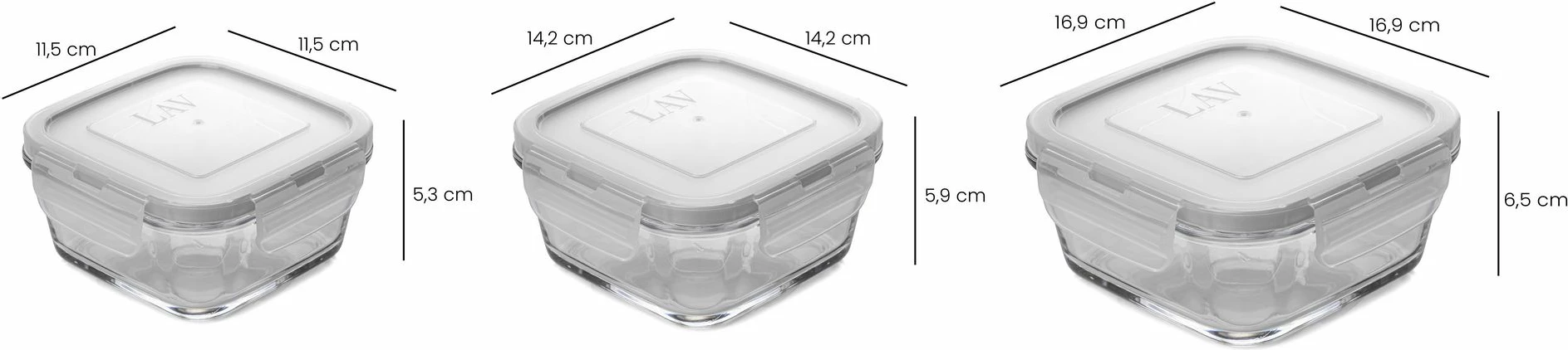 Set kuti qelqi për ruajtje ushqimi (3 copë), Hermia, LV-FRESCOS6