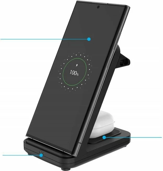 Mbushës pa tela Fixed Powerstation Uni 15W, 2 pajisje, USB-C, i zi